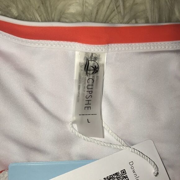 NEW Cupshe Striped One Shoulder Bikini Orange - Picture 6 of 12